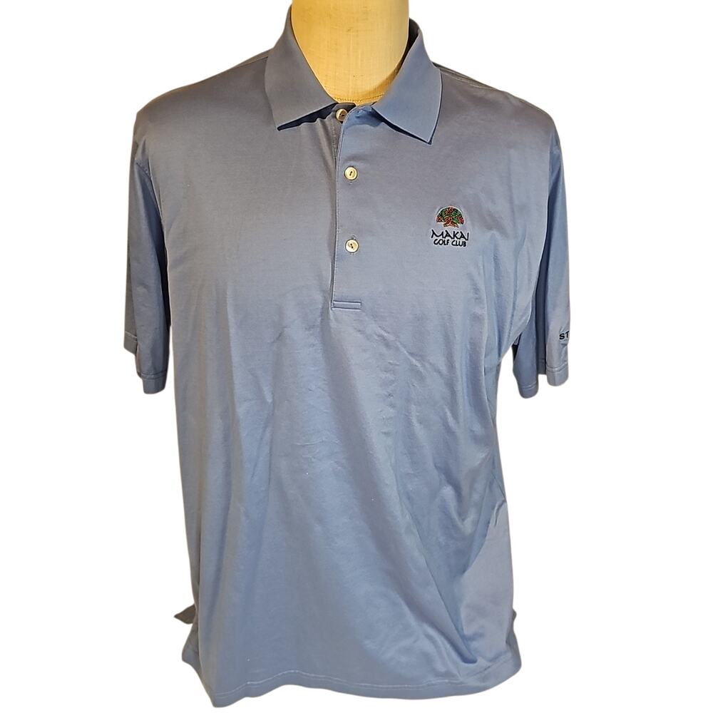 Peter Millar Polo Shirt Mens XL Blue Makan Golf Club St Regis Princeville